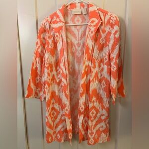 Chico's Vibrant Coral and White Kimono